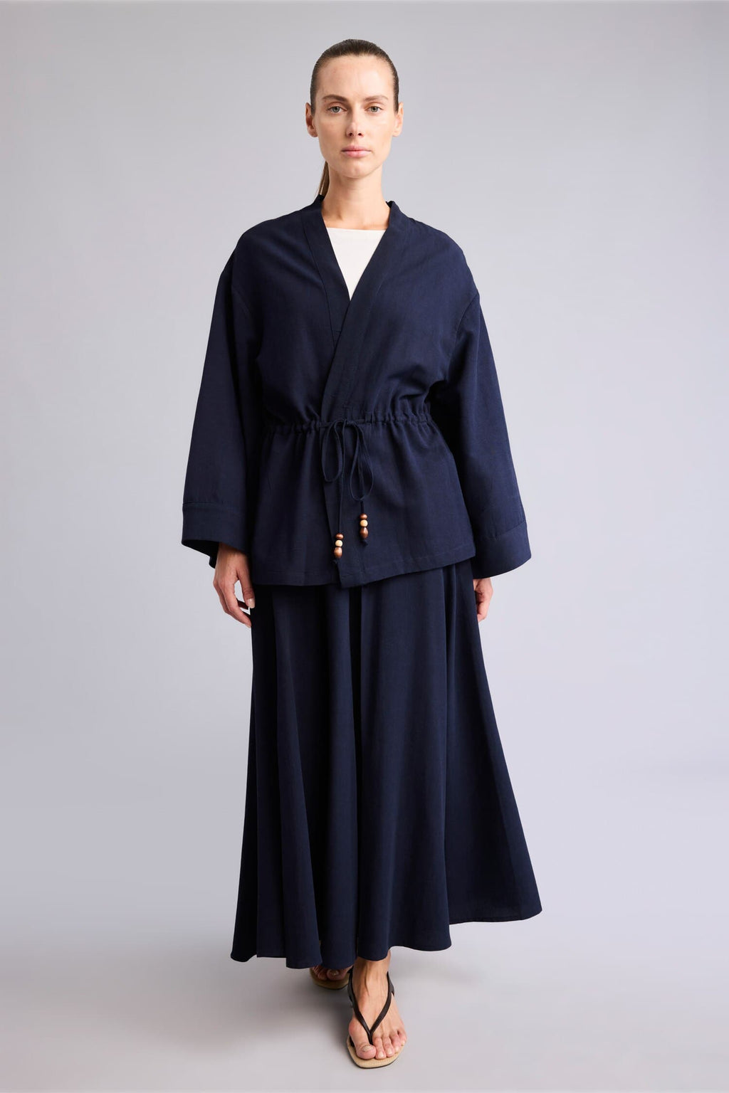 Cotton A Form Linen Blend Midi Skirt