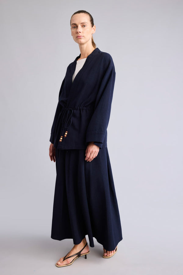 Cotton A Form Linen Blend Midi Skirt