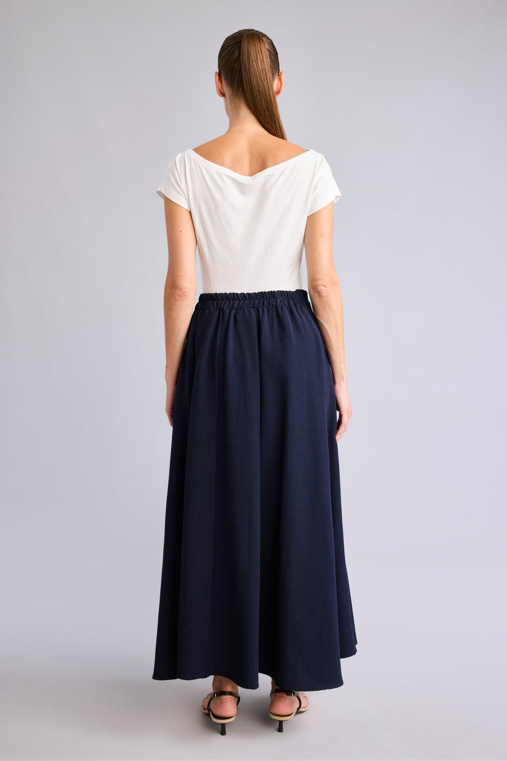 Cotton A Form Linen Blend Midi Skirt