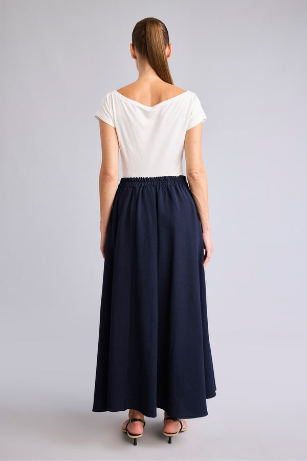 Cotton A Form Linen Blend Midi Skirt