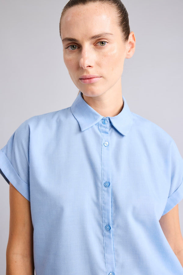 Regular Fit Shirt Collar Voile Short Sleeve Shirt