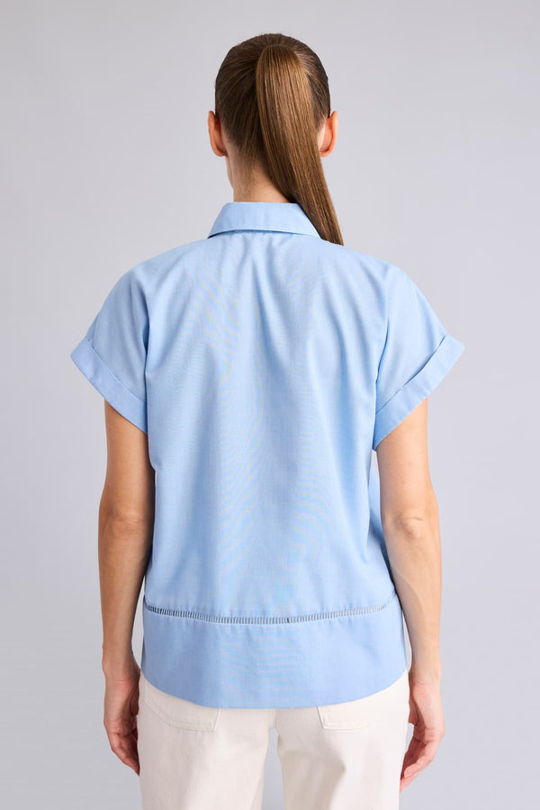 Regular Fit Shirt Collar Voile Short Sleeve Shirt