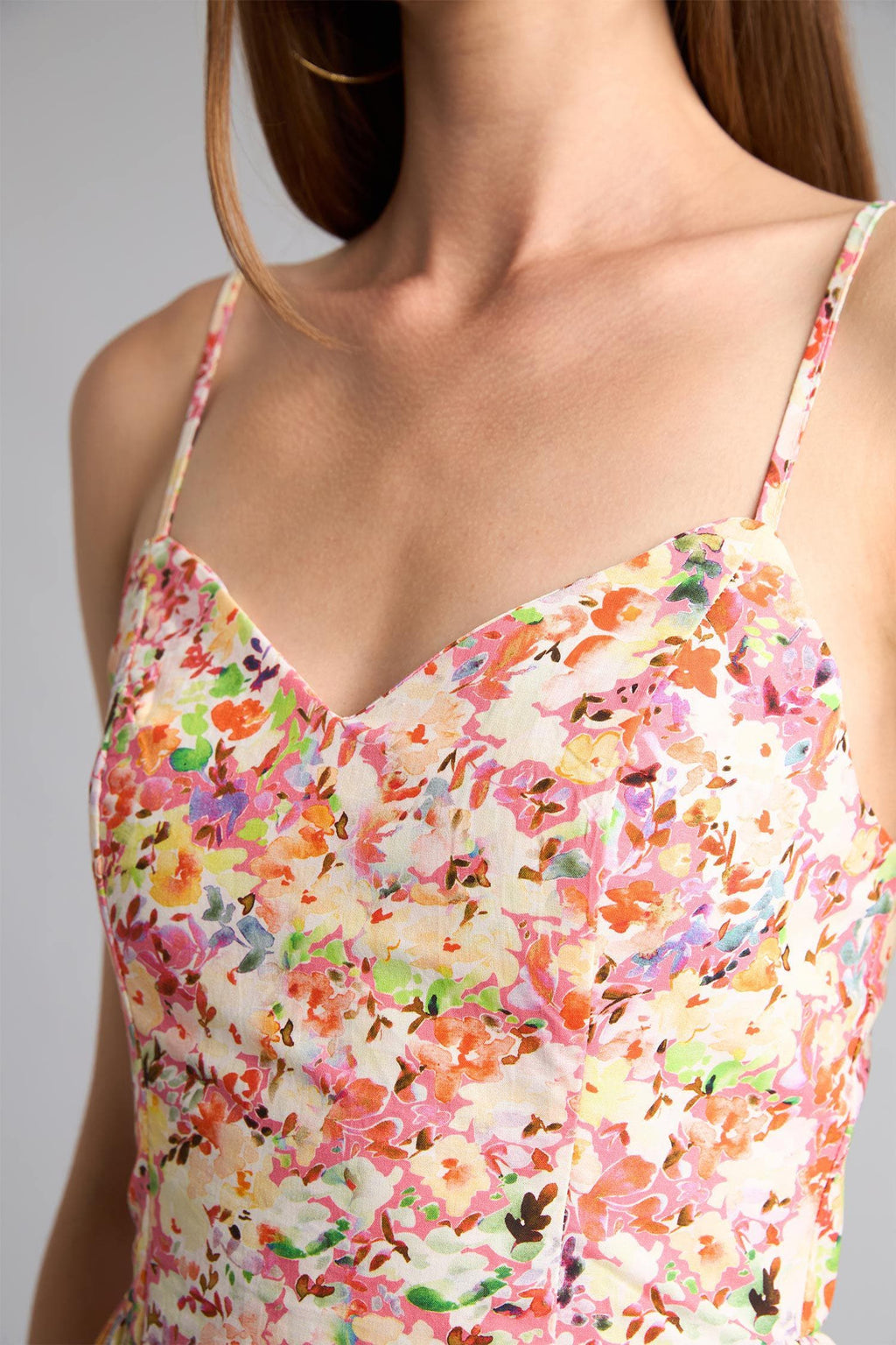100% Cotton Floral Strappy Midi Dress