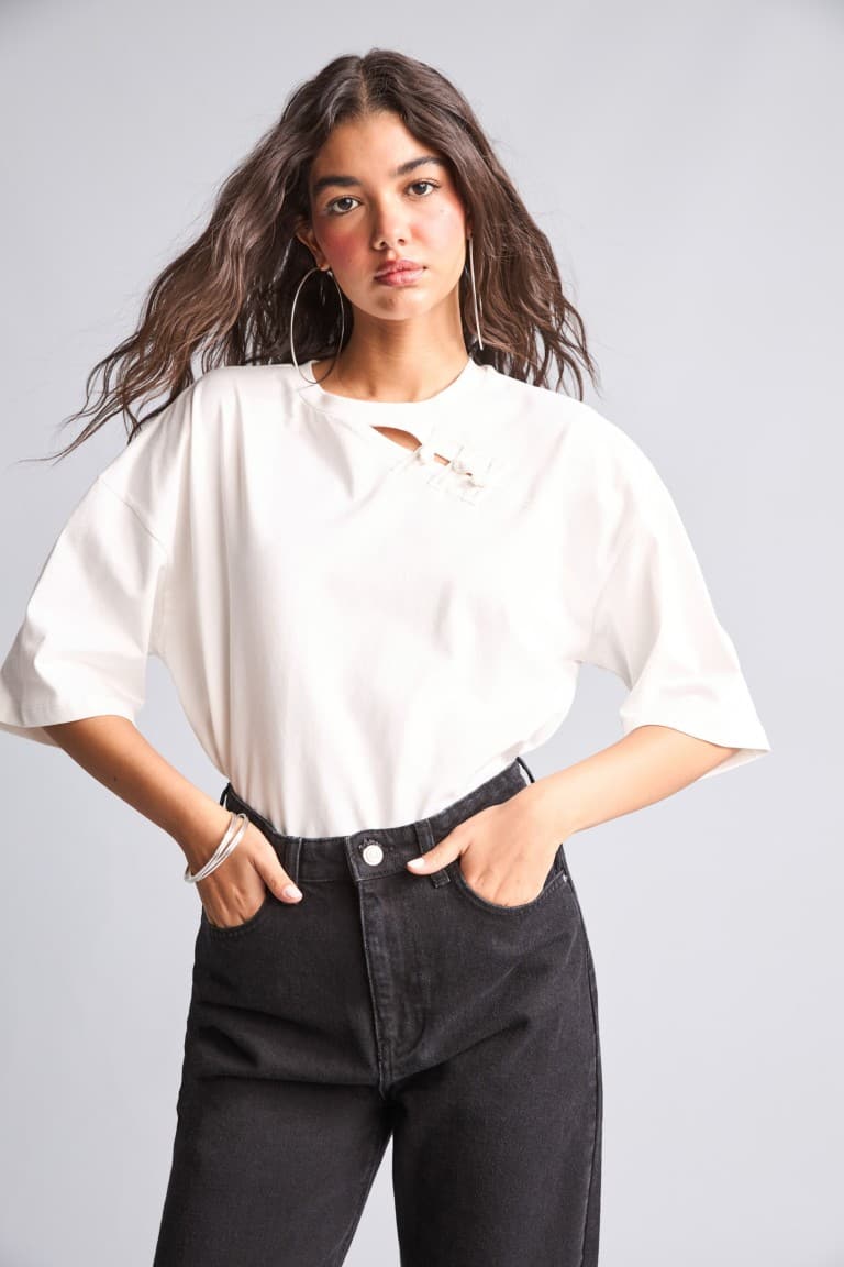 100% Cotton Loose Fit Crew Neck Short Sleeve White T-Shirt