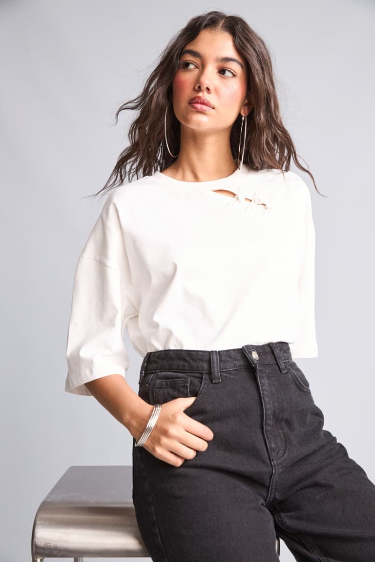 100% Cotton Loose Fit Crew Neck Short Sleeve White T-Shirt