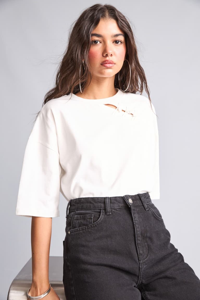 100% Cotton Loose Fit Crew Neck Short Sleeve White T-Shirt
