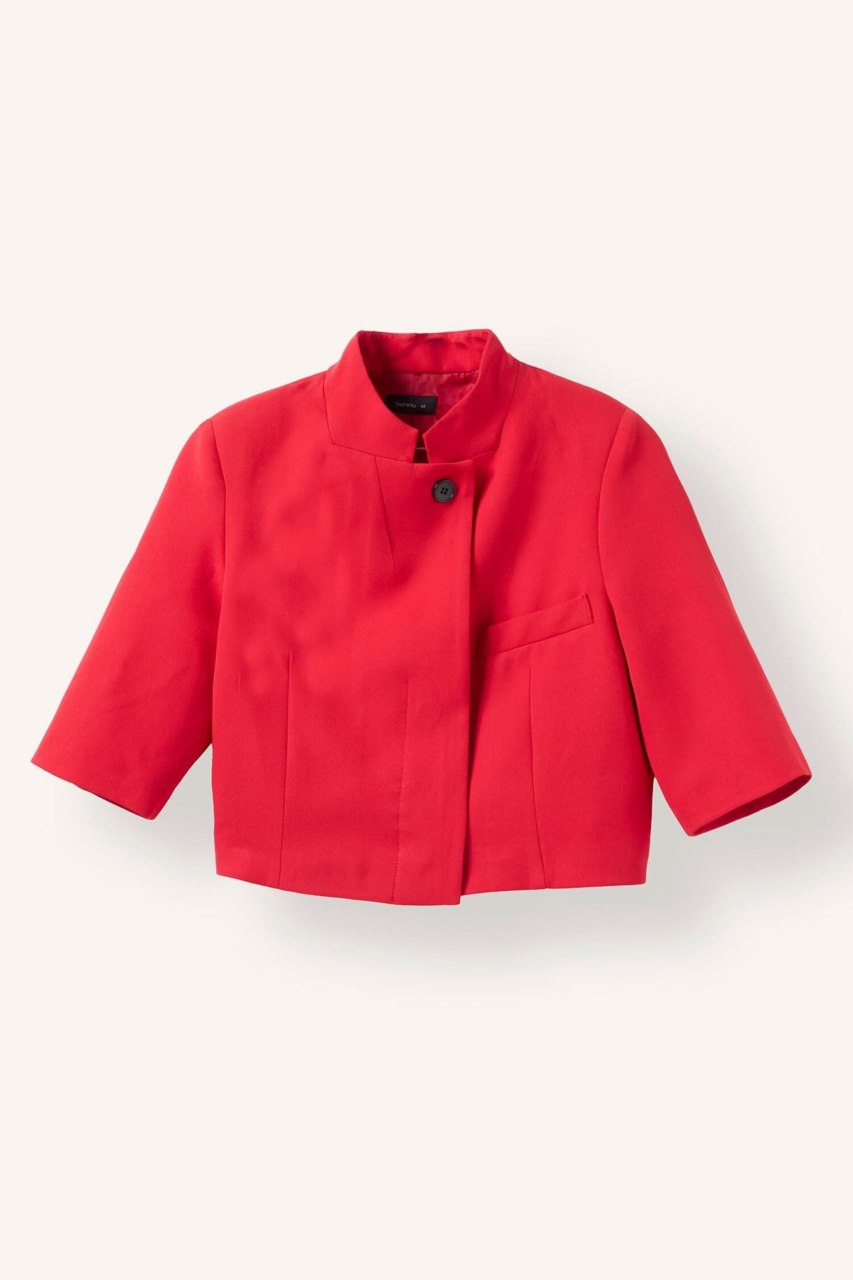 Cropped Fit High Collar Blazer Red Jacket