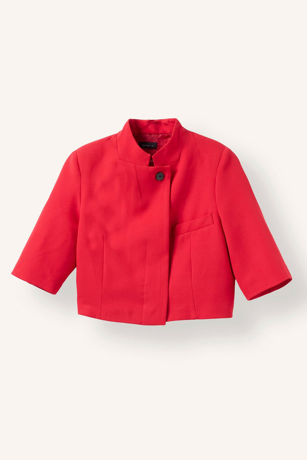 Cropped Fit High Collar Blazer Red Jacket