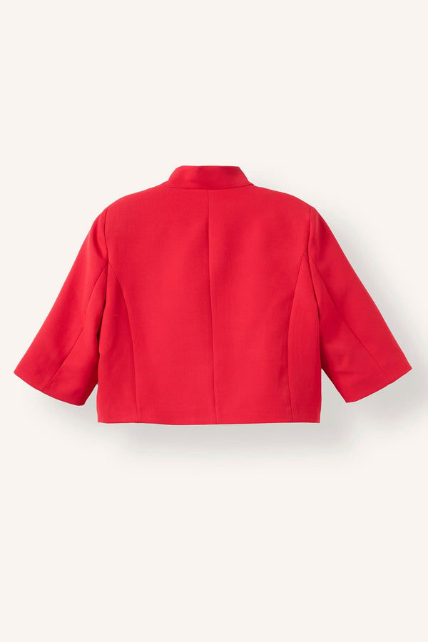 Cropped Fit High Collar Blazer Red Jacket