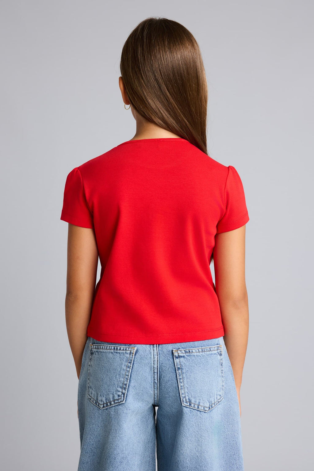 Regular Crew Neck Heart Printed Short Sleeve T-Shirt Girls