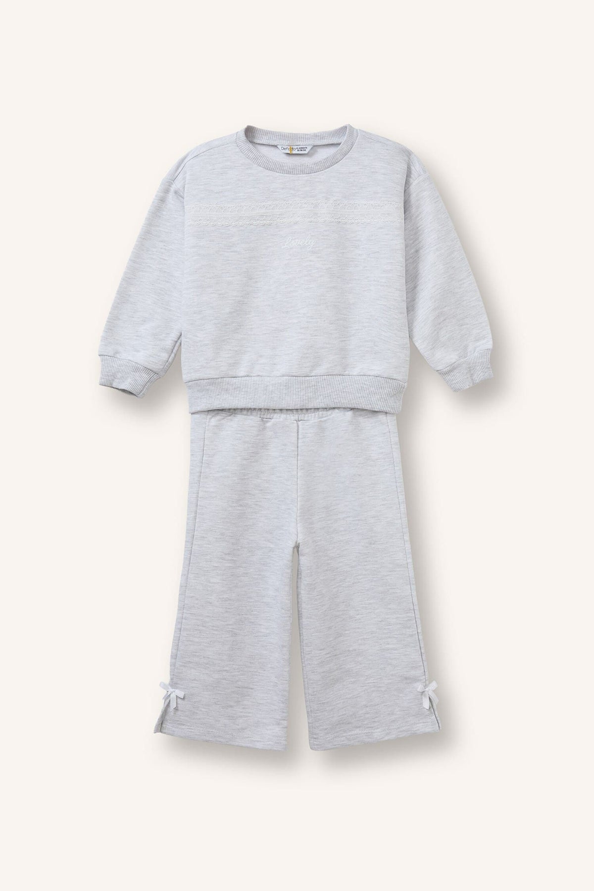 Crew Neck Basic Sweatshirt Flexible Waisted Sweatpants 2 Sets Baby Girl Main image