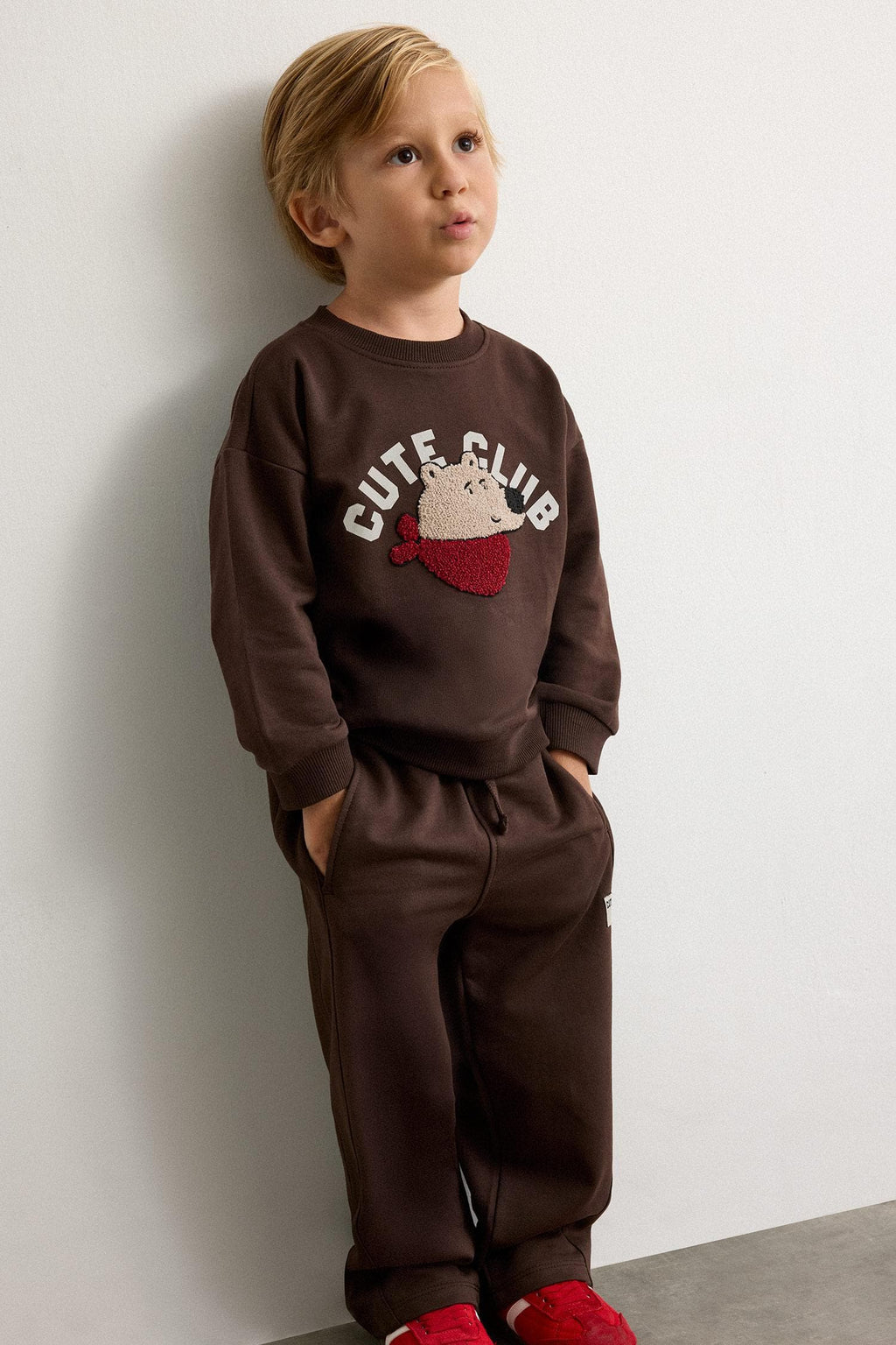 100% Cotton Elastic Waist Lace-up Label Detailed Sweatpants Baby Boy