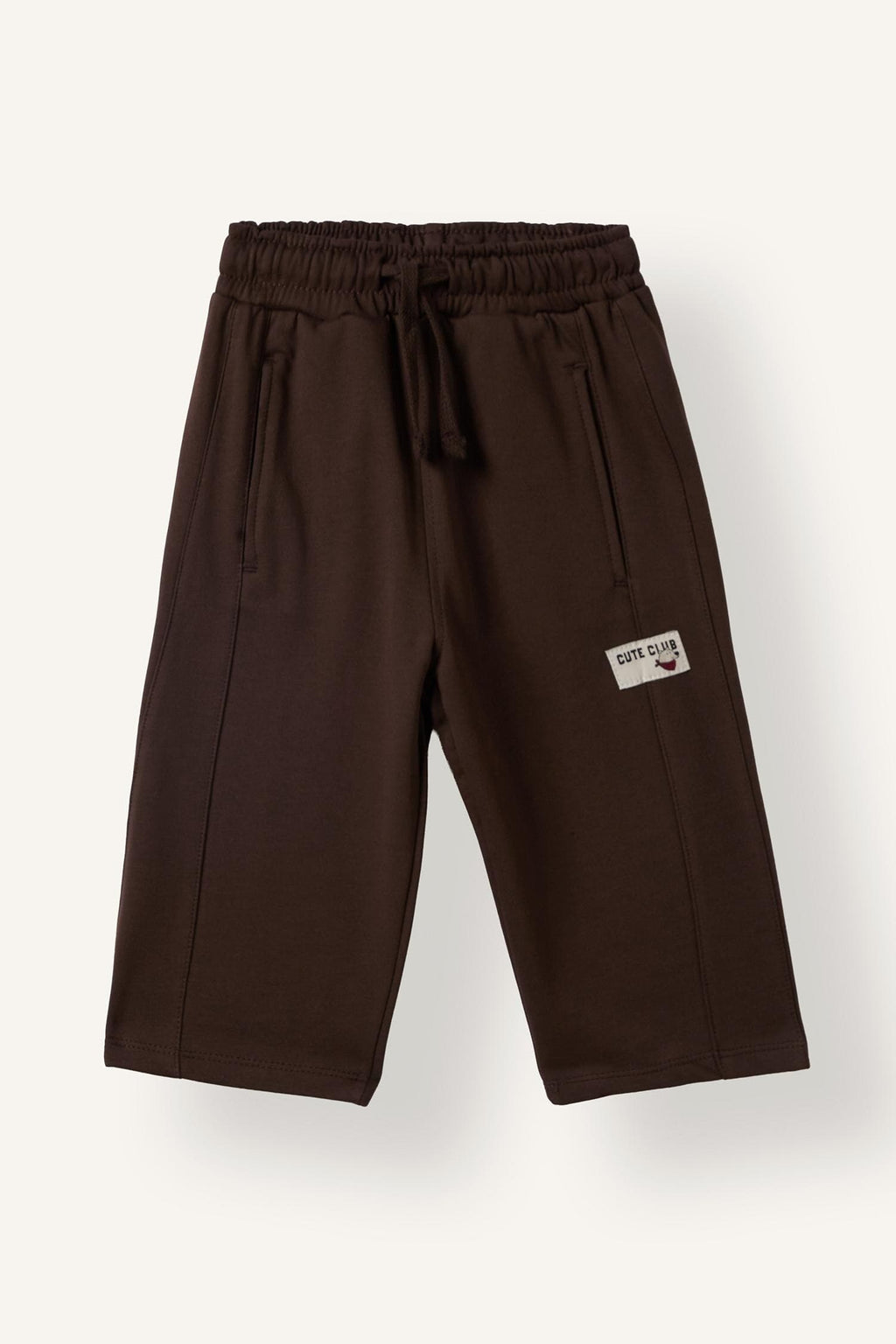 100% Cotton Elastic Waist Lace-up Label Detailed Sweatpants Baby Boy