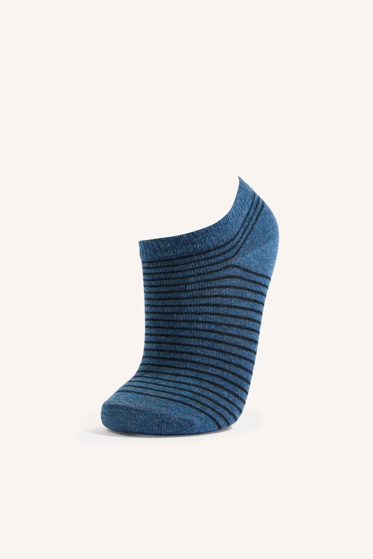 3 Pack Striped and Plain Patterned Cotton Booties Socks for Boys