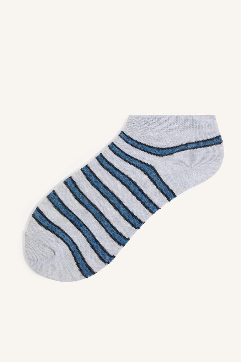3 Pack Striped and Plain Patterned Cotton Booties Socks for Boys