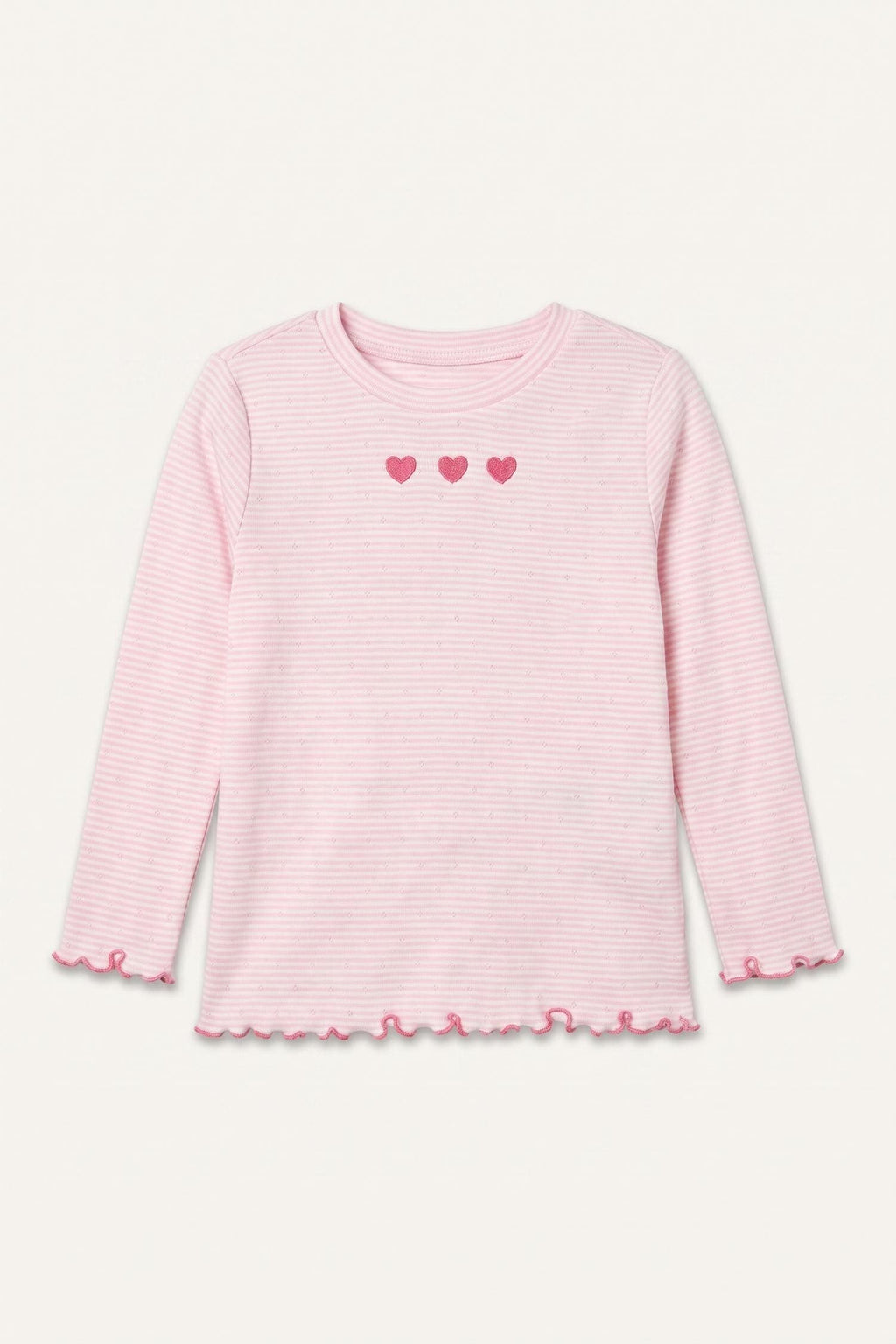 100% Cotton Crew Neck Long Sleeve Pink T-Shirt Baby Girl