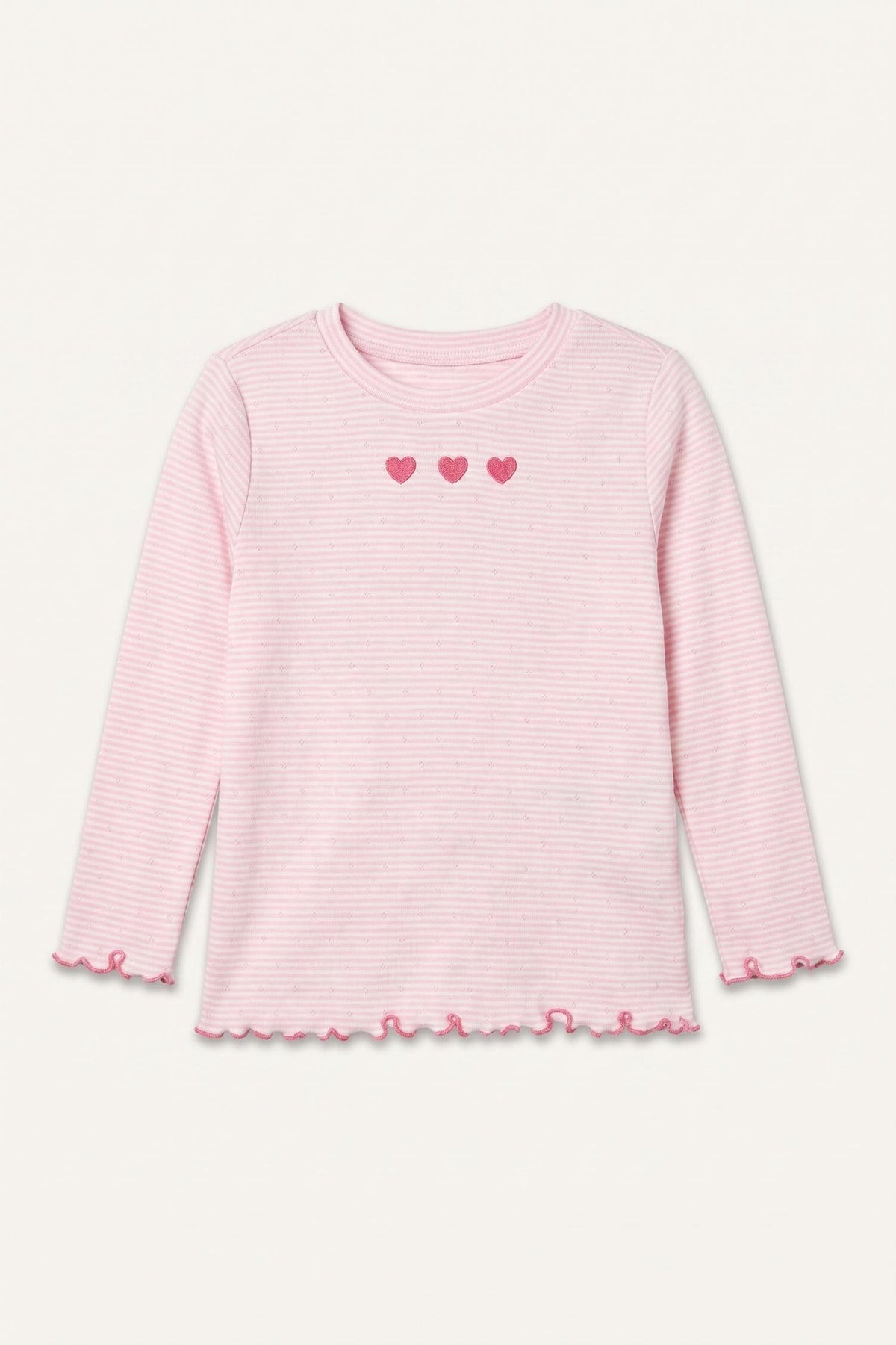 100% Cotton Crew Neck Long Sleeve Pink T-Shirt Baby Girl