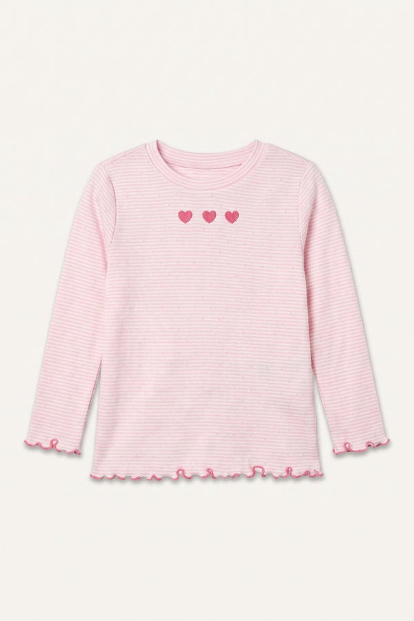 100% Cotton Crew Neck Long Sleeve Pink T-Shirt Baby Girl