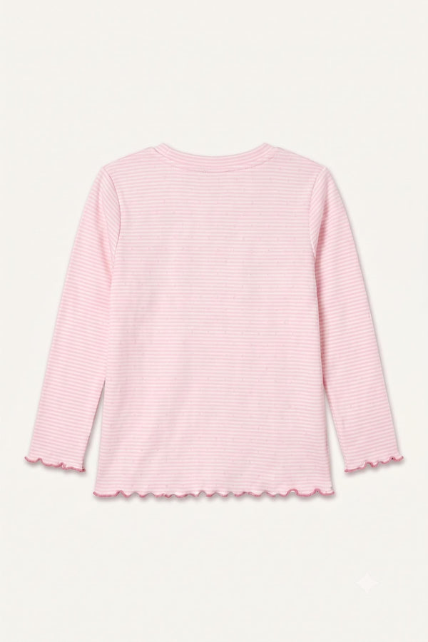 100% Cotton Crew Neck Long Sleeve Pink T-Shirt Baby Girl
