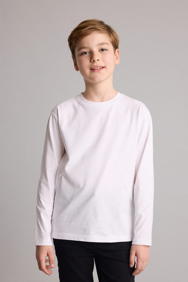 Boys Crew Neck Basic Plain Long Sleeve T-Shirt