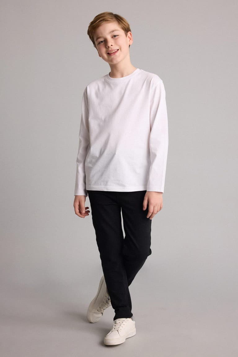 Boys Crew Neck Basic Plain Long Sleeve T-Shirt Secondary image