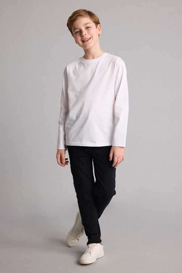Boys Crew Neck Basic Plain Long Sleeve T-Shirt