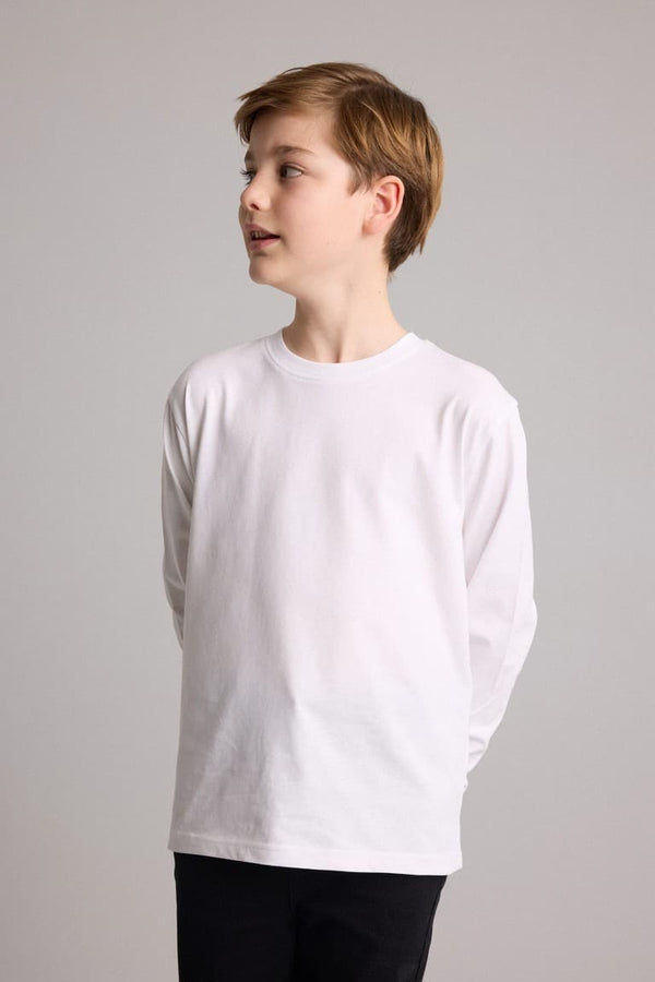 Boys Crew Neck Basic Plain Long Sleeve T-Shirt