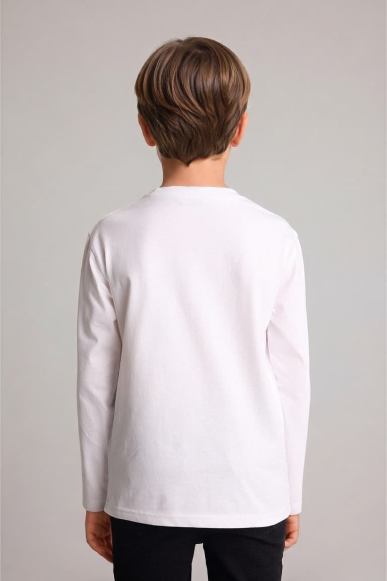 Boys Crew Neck Basic Plain Long Sleeve T-Shirt