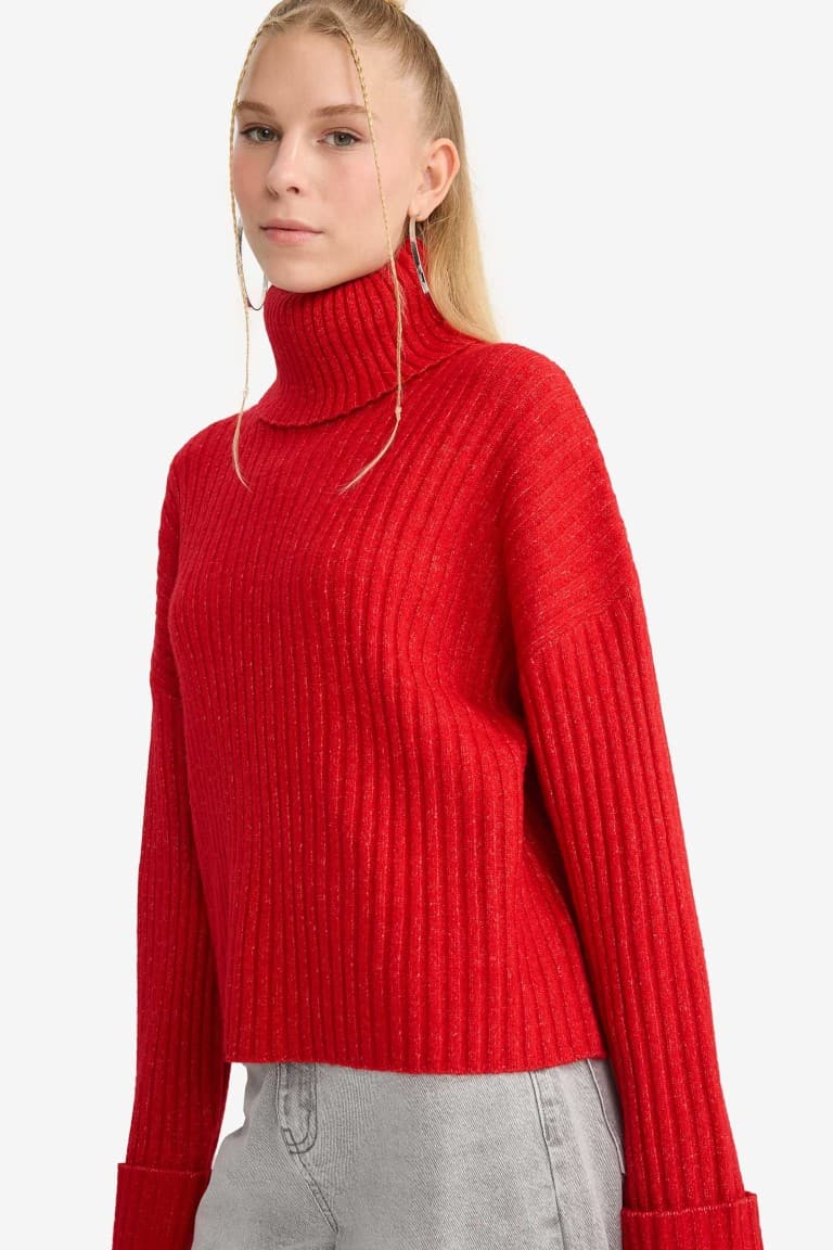 Oversize Fit Turtleneck Pullover