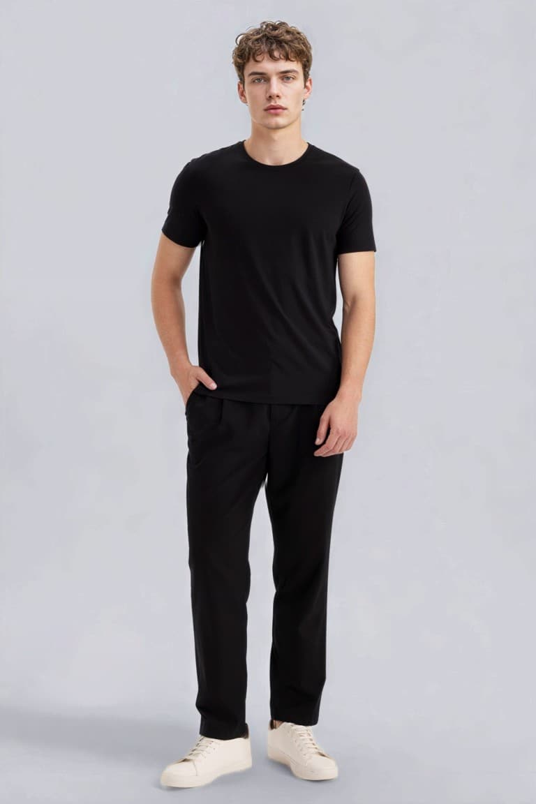 Slim Fit Slim Cut Crew Neck Basic Plain Short Sleeve T-Shirt Secondary image