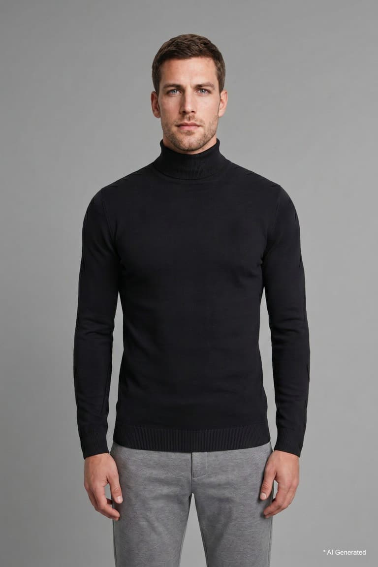 Slim Fit Slim Cut Turtleneck Basic Plain Knitwear Sweater