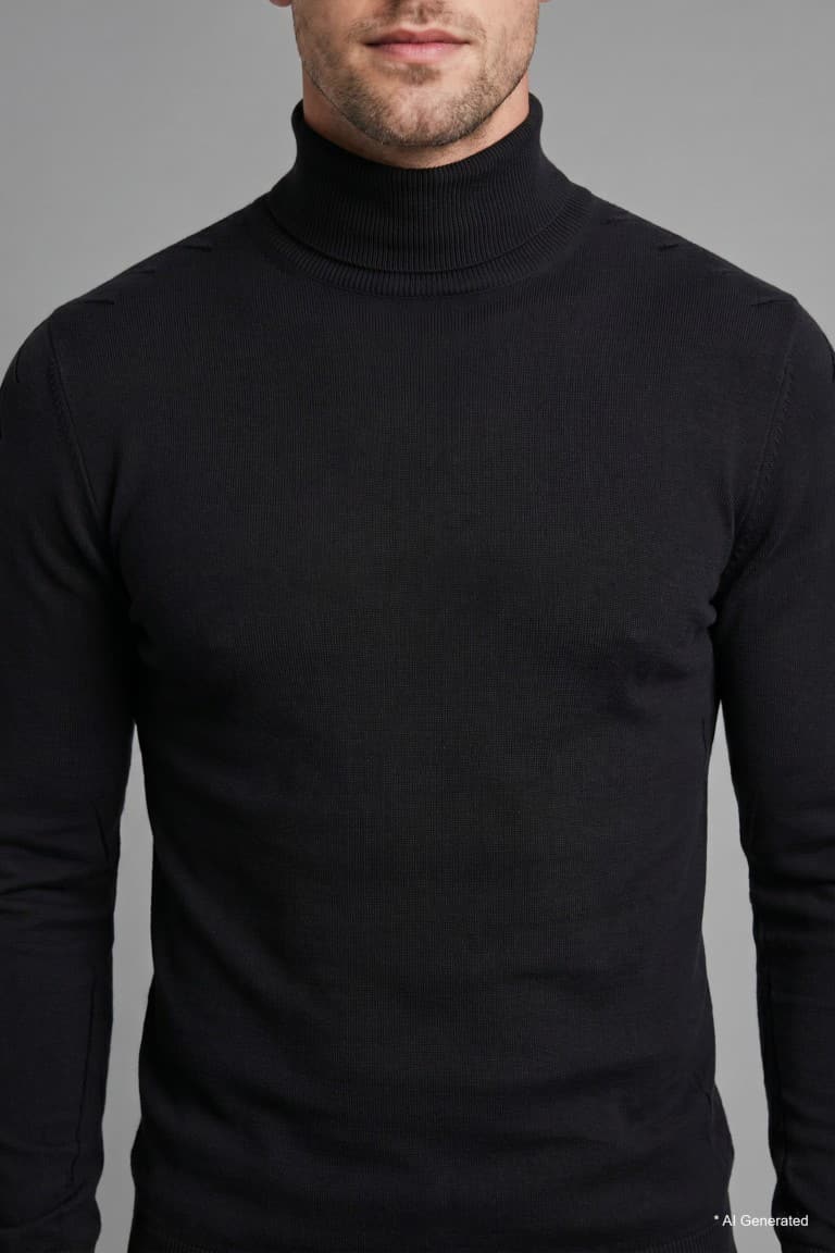 Slim Fit Slim Cut Turtleneck Basic Plain Knitwear Sweater