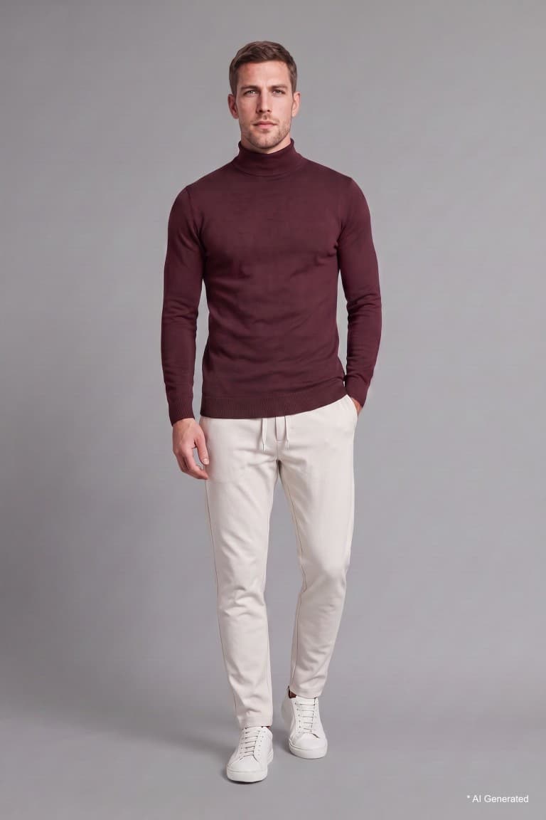 Slim Fit Slim Cut Turtleneck Basic Plain Knitwear Sweater Main image