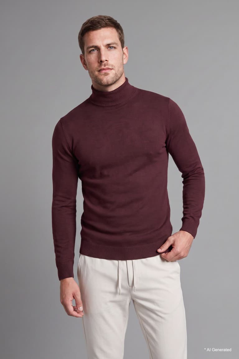 Slim Fit Slim Cut Turtleneck Basic Plain Knitwear Sweater