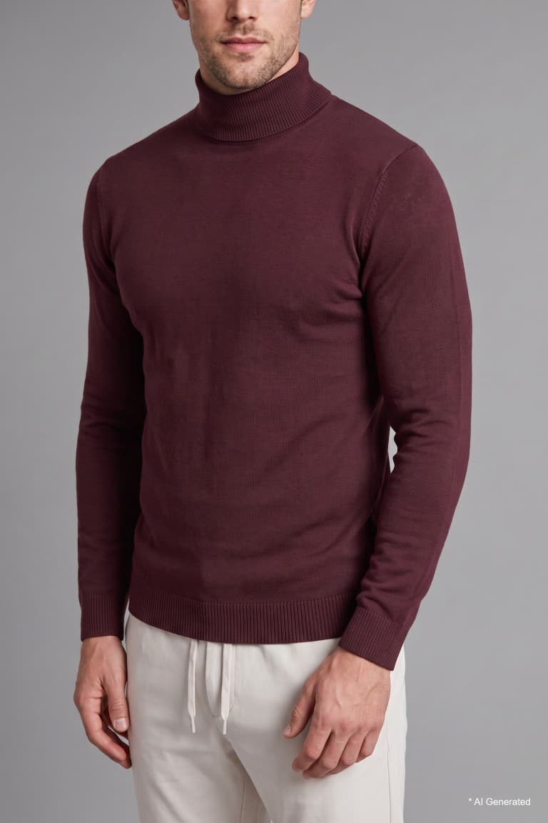 Slim Fit Slim Cut Turtleneck Basic Plain Knitwear Sweater