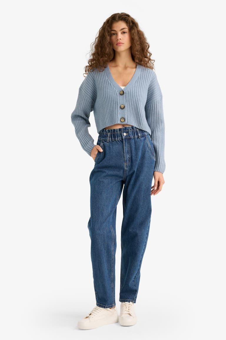 Regular Fit V-Neck Buttoned Knitwear Cardigan
