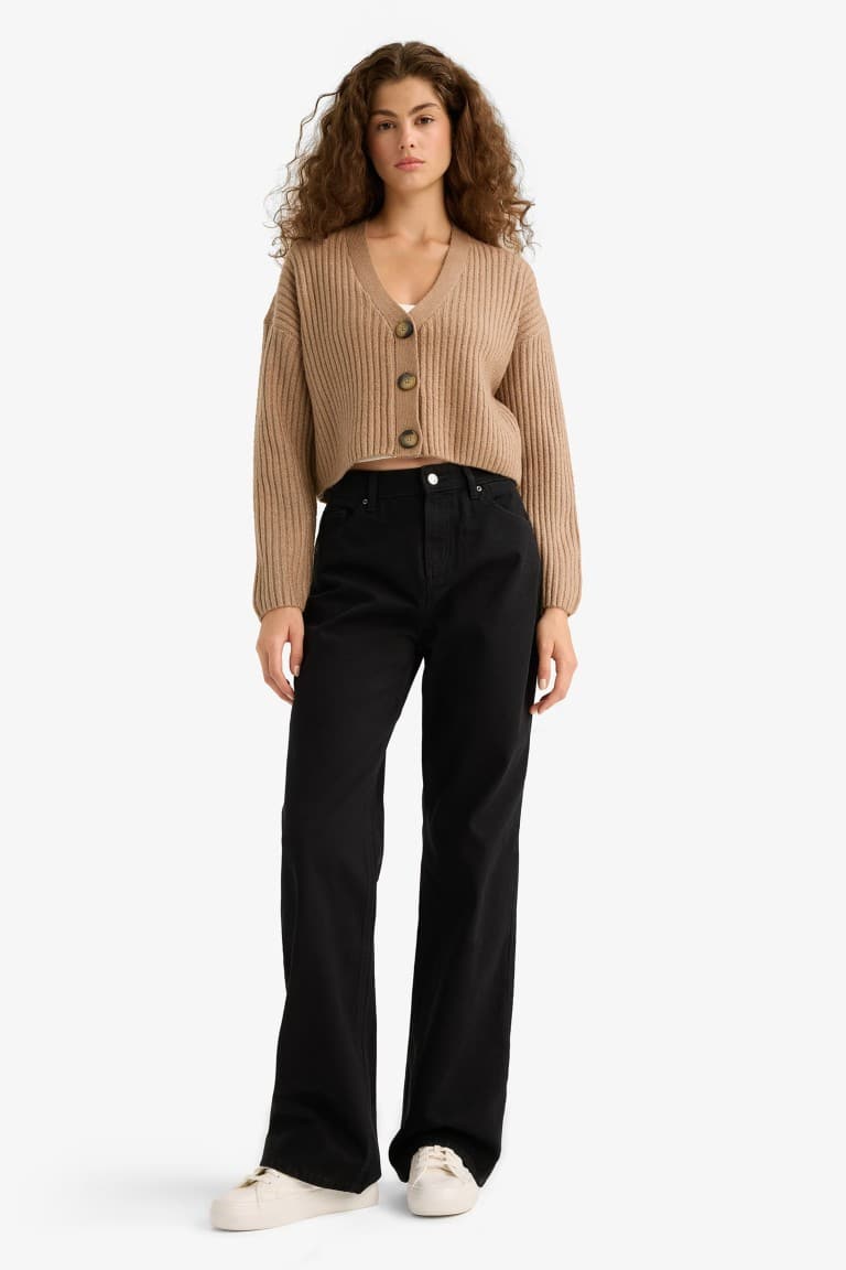 Regular Fit V-Neck Buttoned Knitwear Cardigan