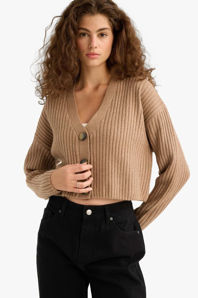Regular Fit V-Neck Buttoned Knitwear Cardigan
