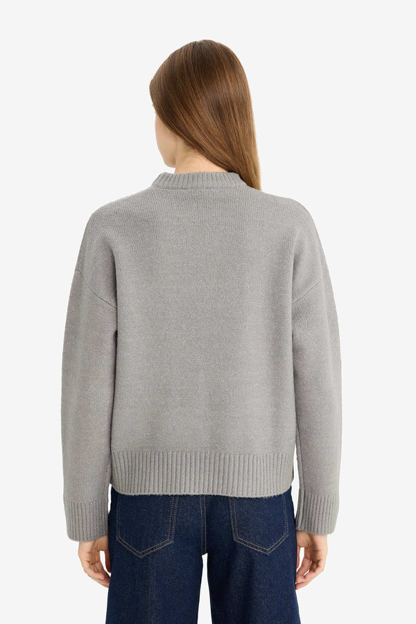 Oversize Loose Fit Crew Neck Knit Sweater
