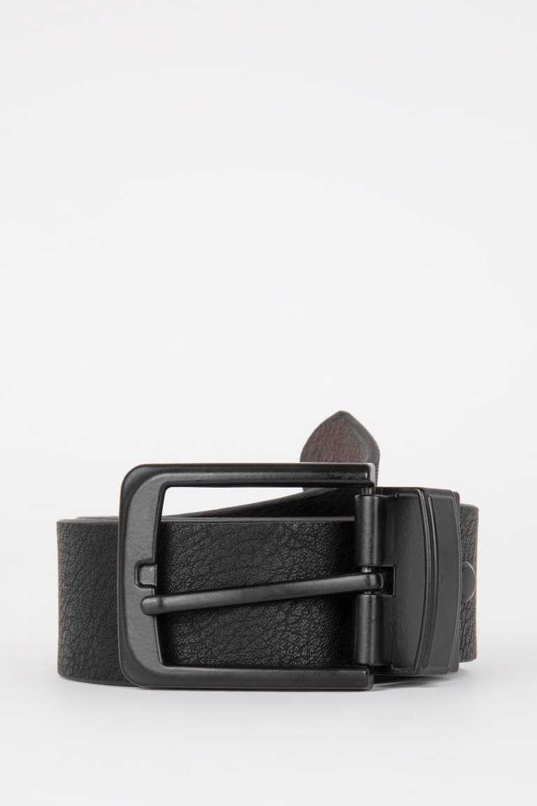 Men Double Sided Faux Leather Jean Belt