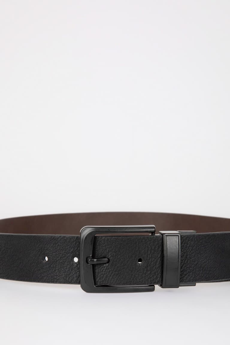Men Double Sided Faux Leather Jean Belt