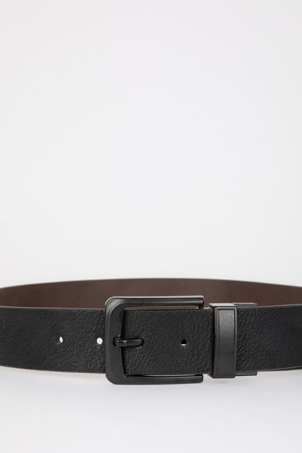 Men Double Sided Faux Leather Jean Belt