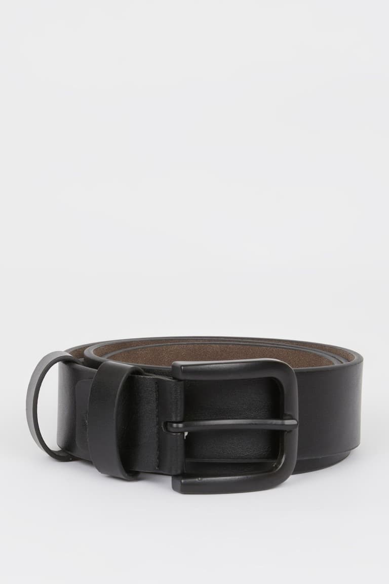 Men's Rectangular Buckle Faux Leather Jean Belt Main image