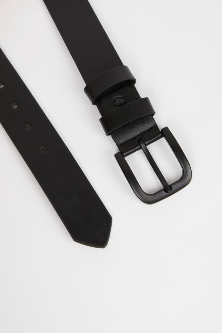 Men's Rectangular Buckle Faux Leather Jean Belt