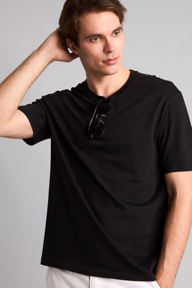 100% Cotton New Regular Fit Cycling Collar Basic Flat Short Sleeve T-Shirt Main image