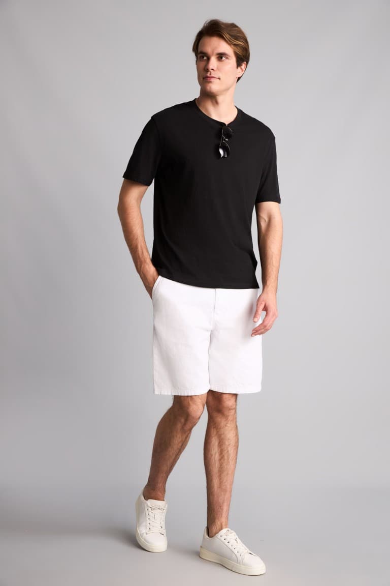 100% Cotton New Regular Fit Cycling Collar Basic Flat Short Sleeve T-Shirt