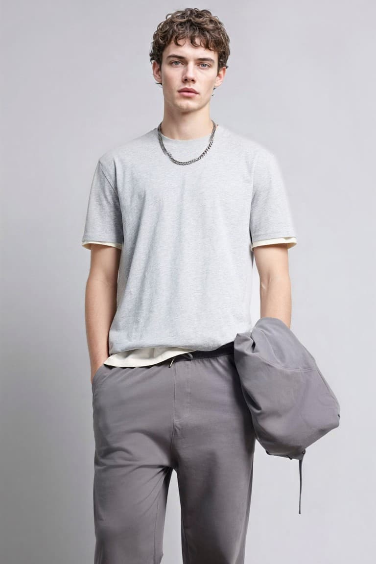 100% Cotton New Regular Fit Cycling Collar Basic Flat Short Sleeve T-Shirt