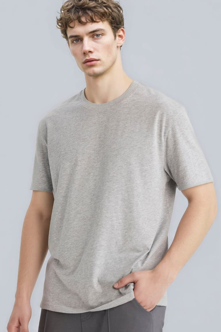 100% Cotton New Regular Fit Cycling Collar Basic Flat Short Sleeve T-Shirt