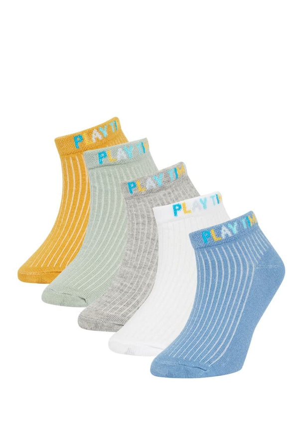 Printed 5-Pack Cotton Booties Socks Boy