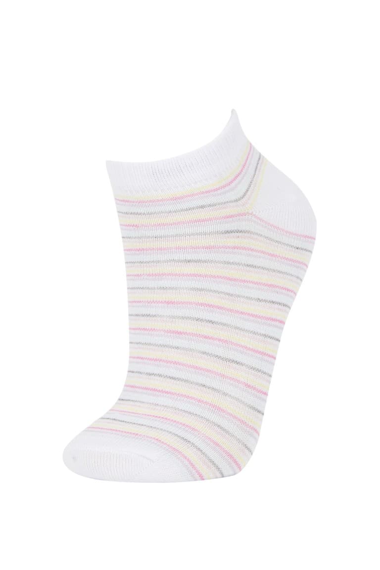 Women 5-Pack Cotton Polka Dot Striped Booties Socks